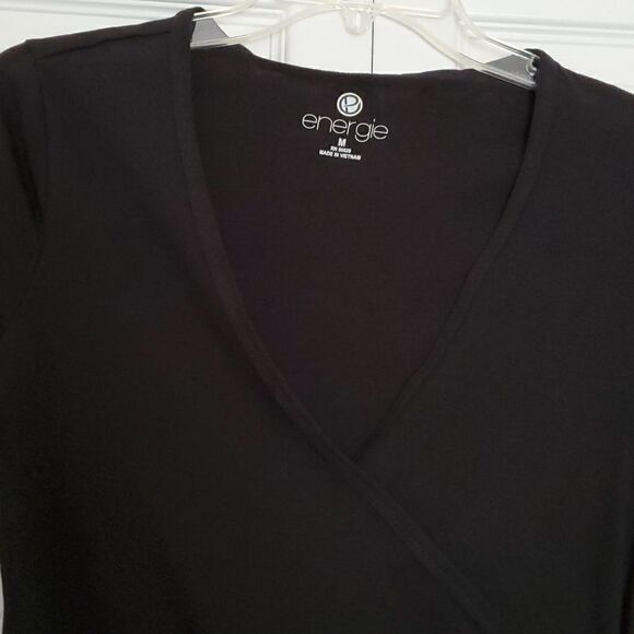 NWT Energie Women's Black Cross Front Shirt Size Medium - Picture 2 of 12